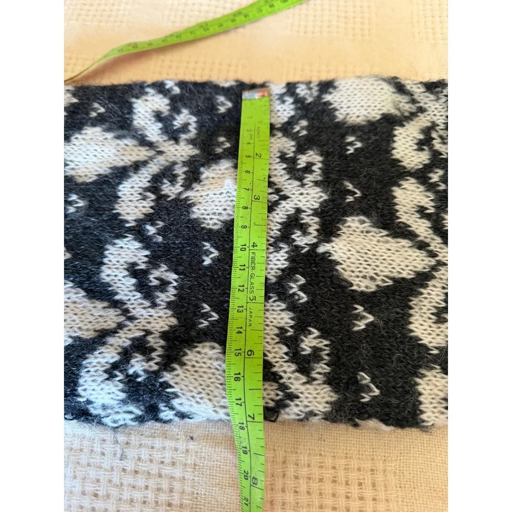 Everitt Vintage Mohair Blend Fair Isle Scarf Black‎ White Made in USA WPL 7647